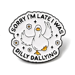 Утка Эмалевые броши, булавки для лацканов из сплава для одежды рюкзака, Извините за опоздание, я медлил., чёрные, утка, 27.5x30 мм