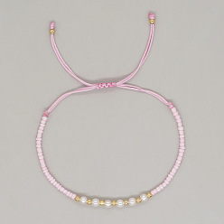Pink Bracelets tressés ajustables en perles d'imitation et perles de verre pour femmes, rose, 11.02 pouce (28 cm)