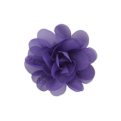 Indigo Handgefertigte gewebte Ornament-Accessoires, 3d Blume aus Chiffonstoff, Indigo, 50 mm