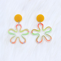 Разноцветный Акриловые серьги-гвоздики с цветком, красочный, 50x40 мм