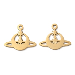 Золотой Ионное покрытие (ip) 304 подвески из нержавеющей стали, ручная полировка, Луна прелести, золотые, 14.5x17x1 мм, отверстие : 1.6 мм