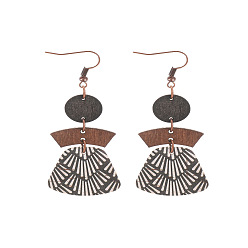 Античный Белый Серьги-подвески из сплава с имитацией кожи, трапециевидные, старинный белый, 75x28 мм