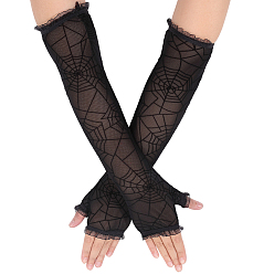 Черный Длинные перчатки без пальцев из полиэстера и спандекса для женщин, чёрные, 380x95x2 мм