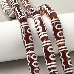 5-Глаз Нити бусин дзи в форме риса в тибетском стиле, природных бисера агат, окрашенная и подогревом, седло коричневый, 5 -eye, 29~30x9.5~10.5 мм, отверстие : 2~3 мм, около 10 шт / нитка, 11.38~11.61'' (28.9~29.5 см)