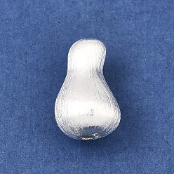 Plata 925 Cuentas de banco de estirado de plata esterlina, chapado en rack, larga duración plateado, pera, con 925 sello, plata, 16.5x10~10.5 mm, agujero: 1.6~1.8 mm