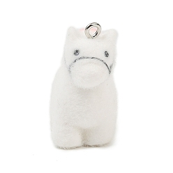 Лошадь Подвески из непрозрачной смолы с изображением животных, с железной платиной петлей, лошадь, 28.5x30.5x14.5 мм, отверстие : 2 мм