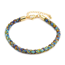 Озёрно--синий 4браслеты из плетеного нейлонового шнура толщиной ⅛ дюйма, с латунными выводами и 304 застежками из лобстера из нержавеющей стали, долговечный, золотые, Плут синий, 7-3/4 дюйм (19.7 см)