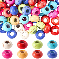 (52) Непрозрачная лаванда 80шт 8 цвета окрашенные синтетические бирюзовые европейские бусины, бусины с большим отверстием, рондель, разноцветные, 14x8 мм, отверстие : 5.5 мм, 10 шт / цвет
