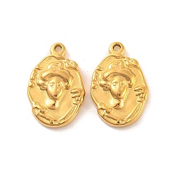 Настоящее золото 18K Ионное покрытие (ip) 304 подвески из нержавеющей стали, овал с подвесками святых, реальный 18 k позолоченный, 17.5x11.5x3 мм, отверстие : 1.4 мм
