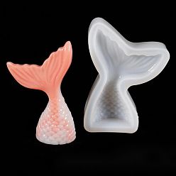 Белый Силиконовые формы, формы для литья смолы, для уф-смолы, изготовление ювелирных изделий из эпоксидной смолы, русалка хвост, белые, 114x75x18 мм, Внутренние размеры: 104x66 mm