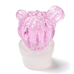 Белый Дым Прозрачные смолы кабошоны, кактус с пайетками, серый, 37.5x29x23 мм