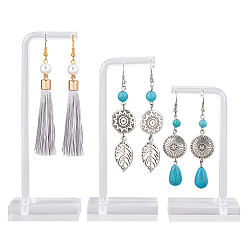 Прозрачный 1 набор 3 размеры акриловые подвесные серьги стенды, для подвешивания серьги, фото реквизит, прозрачные, готовая продукция: 92~131x50.5x30.5 мм, 3 размеры/комплект