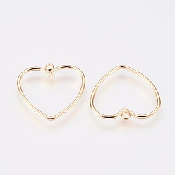 Real 18K Gold Plated Brass Pendants, Nickel Free, Heart, Real 18K Gold Plated, 14.5x16x0.8mm, Hole: 1mm