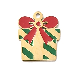 Box 304 эмалированные подвески из нержавеющей стали на рождественскую тематику, золотые, коробка, 13x11x1 мм, отверстие : 1 мм
