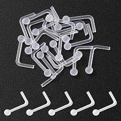 Белый Акриловое L-образное кольцо в носу, украшения для пирсинга тела для нее, белые, 8.5x5.5x2 мм, штифты : 0.7 мм