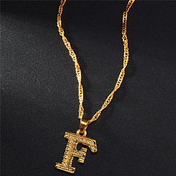 Letter F Латунные кулоны, золотые, Буква F, 17.72 дюйм (45 см)