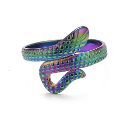 Rainbow Color Rainbow Color Ion Plating(IP) 304 Stainless Steel Snake Open Cuff Ring for Women, US Size 7 1/2(17.7mm)