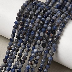Содалитовое Природный содалит бисер нитей, граненые, круглые, круглые, 3.5 мм, отверстие : 0.6 мм, около 119~120 шт / нитка, 15.24''~15.47" (38.7~39.3 см)