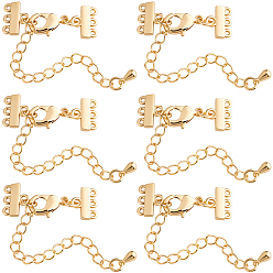 Настоящее золото 18K 8шт. латунные удлинители цепочки, концевые цепочки с застежками-лобстерами и застежками из двух нитей ожерелья, реальный 18 k позолоченный, 62 мм
