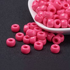 Hot Pink Opaque Acrylic European Beads, Barrel, Hot Pink, 9x6mm, Hole: 4mm, about 1900pcs/500g