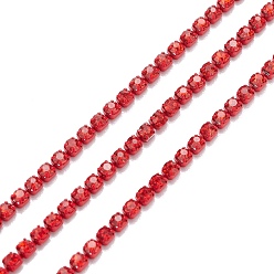 Светло-сиамский Цепочки со стразами из латуни, сиамские стразы, с пластиковыми бобин, горный хрусталь чашка цепи, 2~2.1 мм, 4.92 футы (1.5 м) / мешок