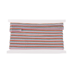 Orange Polyester Yarn Ribbon, with Iron Curb Chain, Flat, Orange, 3/8 inch(9.5mm), 5yard/card