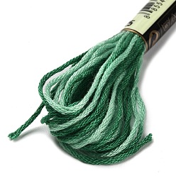 Sea Green 10 Skeins 6-Ply Polyester Embroidery Floss, Cross Stitch Threads, Segment Dyed, Sea Green, 0.5mm, about 8.75 Yards(8m)/skein
