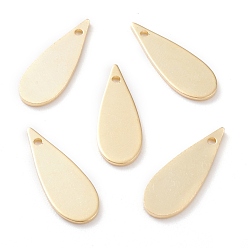 Real 24K Gold Plated Brass Charms, Teardrop, Real 24K Gold Plated, 19x7x1mm, Hole: 1.2mm