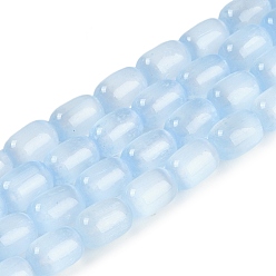 Светло-Голубой Нити из натурального селенита, окрашенные, барабан, Небесно-голубой, 12x8 мм, отверстие : 1.2 мм, около 32 шт / нитка, 15.43'' (39.2 см)