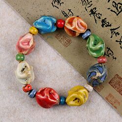 Самородки Браслеты из фарфоровых бусин ручной работы для женщин, самородки, внутренний диаметр: 2-1/2 дюйм (6.5 см)