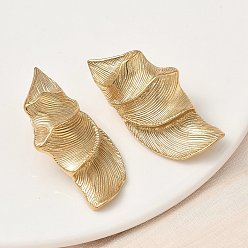 Настоящее золото 18K 304 из нержавеющей стали листьев серьги стержня, ионное покрытие (ip), реальный 18 k позолоченный, 46x23 мм