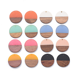 (52) Непрозрачная лаванда 8 Цвета подвески из смолы и ореха, плоско-круглые, разноцветные, 28.5x3.5~4 мм, отверстие: 1.5 мм, 2pcs / цвет, 16 шт / комплект
