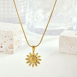 Золотой 304 подвесные из нержавеющей стали ожерелья, подсолнечник, золотые, 15.75 дюйм (40 см)