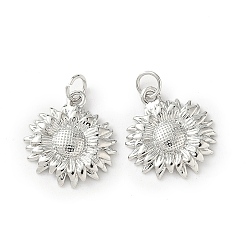 Платина Латунные подвески, подсолнечник, с целью перехода в кольце, платина, 18.5x17x3 мм, отверстие : 3.5 мм