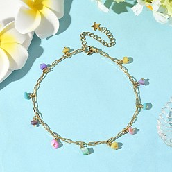 Золотой Браслеты на ногу из латуни с цепочкой-скрепкой из натуральных пресноводных ракушек, окрашенных в яркие цвета, золотые, 9-1/4 дюйм (236 мм)