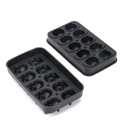 Черный Лед 10 шариковые силиконовые формы, для крепких напитков, коктейли, газировка, кофе, формы для изготовления ледяных шариков легко снимаются, череп, чёрные, 187x111x42 мм