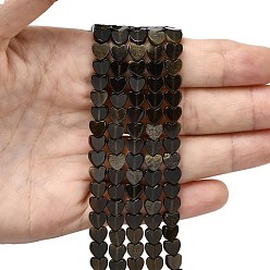 Золотой Обсидиан Естественный золотистый отлив обсидиан бисер пряди, сердце, 6x6x2 мм, отверстие : 0.7 мм, около 65~72 шт / нитка, 13.39'' (34 см) ~ 15.35'' (39 см)