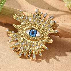 Золотой Броши из сплава со стразами от сглаза для одежды рюкзака, золотые, 66.5x65.5 мм