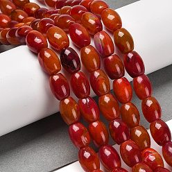Красный Природный агат бисер нитей, форма бонго, окрашенная и подогревом, барабан, красные, 13~14x10 мм, отверстие : 1.2 мм, около 28 шт / нитка, 15.16'' (38.5 см)