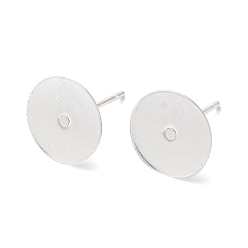 Посеребрённый Поиск серег-гвоздиков из латуни, без свинца и без кадмия, круглые, 925 серебро покрытием, 12x10 мм, штифты : 1 мм