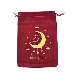 Луна Бархатные сумки для хранения, мешочек на шнурке для упаковки карт Таро, прямоугольные, темно-красный, луна, 18x13 см