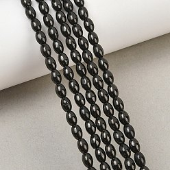 Black Natural Coal Quartz Beads Strands, Rice, Black, 6x4mm, Hole: 0.5mm, about 66pcs/strand, 15.87''(40.3cm)
