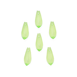 Lawn Green Transparent Acrylic Pendants, Leaf, Lawn Green, 21.5x8.5x3.5mm, Hole: 1.5mm, about 1550pcs/500g