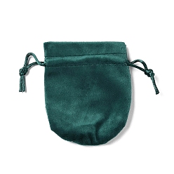 Cyan Oscuro Bolsas de almacenamiento de terciopelo, bolsa de embalaje de bolsas con cordón, oval, cian oscuro, 10x8 cm