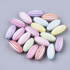 Mixed Color Craft Style Acrylic Beads, Oval, Mixed Color, 13x5.5mm, Hole: 1mm, about 2080pcs/500g