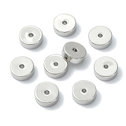 Real Platinum Plated SHEGRACE Brass Beads, Cadmium Free & Nickel Free & Lead Free, Flat Round, Real Platinum Plated, 6x2mm, Hole: 1.2mm