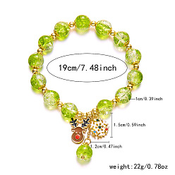 Other Animal Рождественские браслеты с подвесками из эмали из сплава, браслеты из круглых стеклянных бусин с трещинками для женщин, олень и снежинка, 7-1/2 дюйм (19 см)