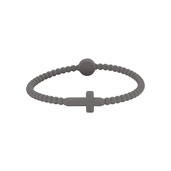 Шифер Серый Детские силиконовые эластичные браслеты с крестом для девочек и мальчиков, шифер серый, 7-5/8 дюйм (19.5 см)