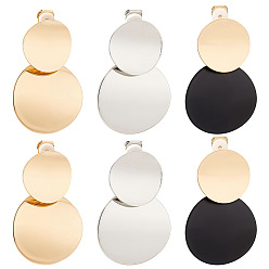 (52) Непрозрачная лаванда 3 пары 3 цветные плоские круглые серьги-клипсы из железного сплава, разноцветные, 45x28 мм, 1 пара / цвет