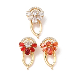 (52) Непрозрачная лаванда Латунные микро проложить кубического циркония Twister застежками, без никеля , со стеклом, цветок, золотые, разноцветные, 24.5 мм